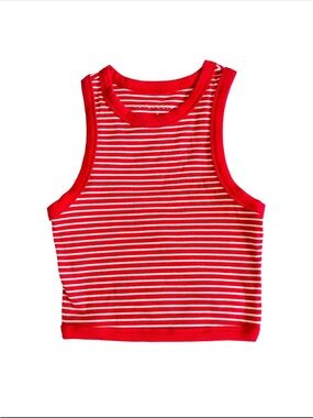 Aeropostale Red & White Striped High Neck Tank Top Small